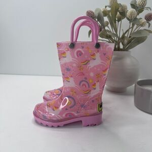 Western Chief Sparkle Unicorn Lighted Waterproof Rain Boots Pink Girls US 5